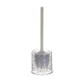 Brosse WC avec support transparent motif galet