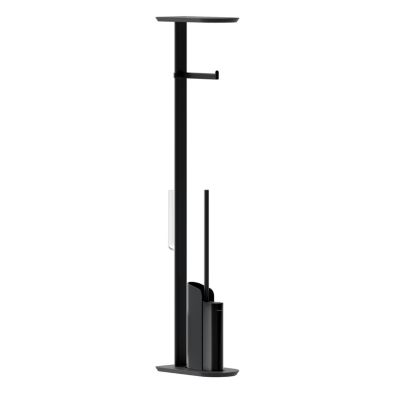 Brosse WC en silicone, 75,5 x 19,3 x 10, design compact, base antidérapante noir mat, série Flat de Cosmic