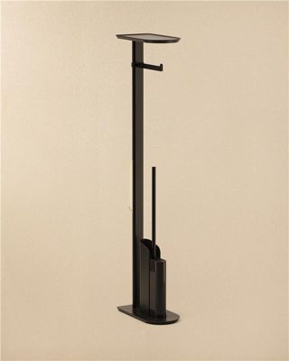 Brosse WC en silicone, 75,5 x 19,3 x 10, design compact, base antidérapante noir mat, série Flat de Cosmic