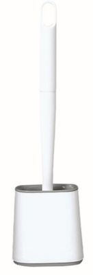 Brosse WC en silicone haute résistance et pot, carré et blanc, MTK