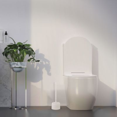 Brosse WC et pot blanc à poser Ø.11,4 x H.34,5 cm, Glomma