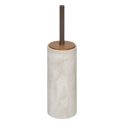Brosse WC et pot effet travertin et acacia Ø9,6 x H.37 cm, 5five Simply Smart Côme