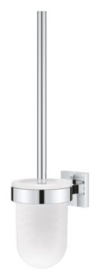 Brosse WC et pot fixation murale, en métal chromé et verre dépoli, Grohe Quickfix