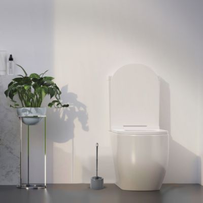 Brosse WC et pot gris à poser Ø.11,4 x H.34,5 cm, Glomma