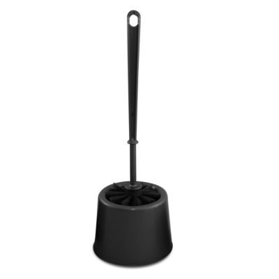 Brosse WC et support en plastique noir Compactor