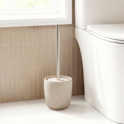 Brosse WC et support GoodHome Balka en polyrésine et acier inoxydable effet sablé