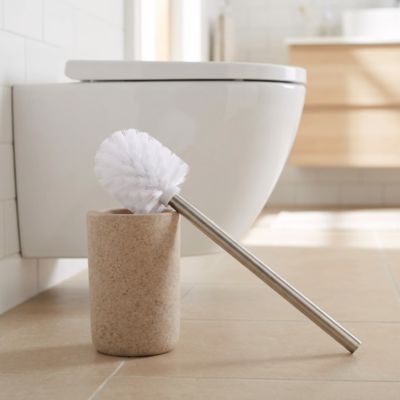 Brosse WC et support GoodHome Jubba en polyrésine et acier inoxydable coloris beige