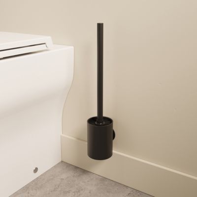 Brosse WC et support mural en acier inoxydable noir Cavally GoodHome