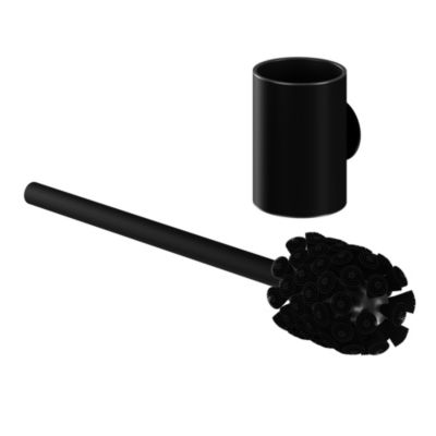 Brosse WC et support mural en acier inoxydable noir Cavally GoodHome