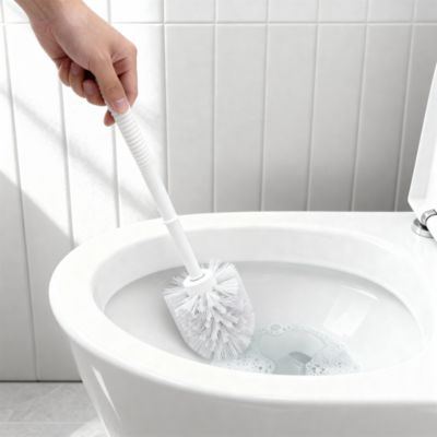 Brosse WC Glomma manche et brosse en polypropylène blanc Ø8 x H.32,5 cm