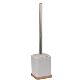 Brosse WC à pot uni (10x35 cm - Blanc)