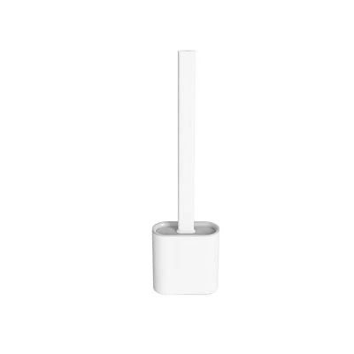 Brosse WC Silicone Plate- Balai WC Montage Mural/au Sol, Salle de Bain et WC Blanc
