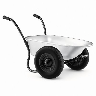 Brouette 2 Roues Ultra Stable - Cuve en Acier galvanisé 100 L - Charge Max. 150 kg - Châssis Tubulaire renforcé - Jardinage & Trav