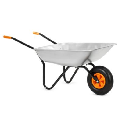 Brouette de jardin 120L,  brouette robuste en acier galvanisé