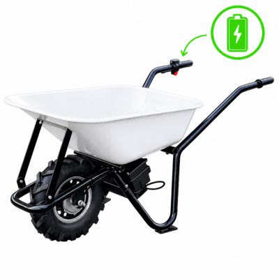 Brouette electrique DEFPRO75 polyvalente 75 L moteur 250W capacite 100 kg batterie 24V autonomie 4h