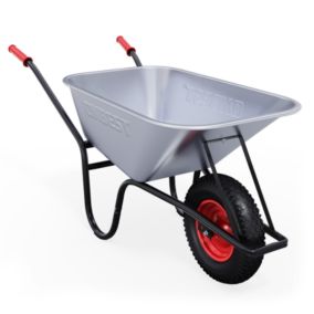 Brouette en acier galvanisé charge 250kg avec roues pneumatiques inclus sac pour déchets
