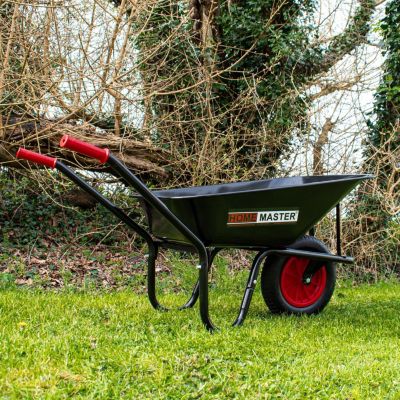 Brouette Home Master, en acier thermolaqué, capacité de 90 L, charge maximale 120 kg, roue pneumatique pré-gonflée