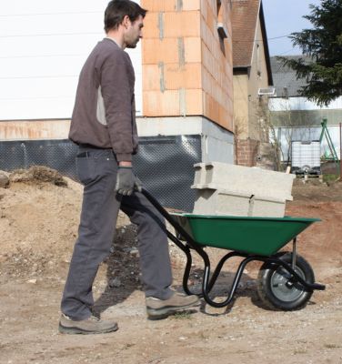 Brouette roue pneumatique Ø.380 mm, cuve en acier peint, capacité 100 L, Haemmerlin
