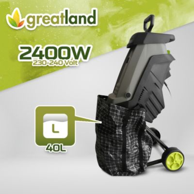 Broyeur de végétaux électrique 2400W - Sac 40 litres - Avec roues