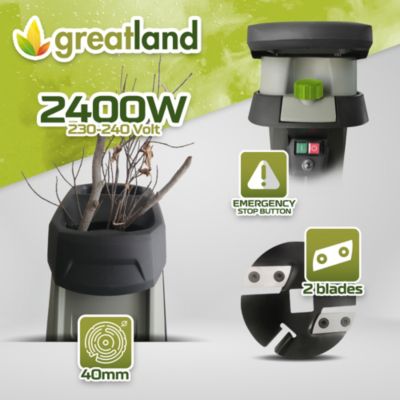 Broyeur de végétaux électrique 2400W - Sac 40 litres - Avec roues