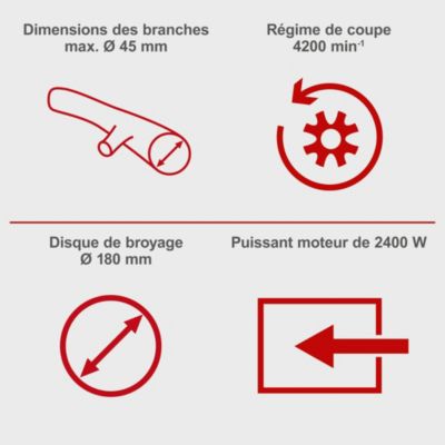 Broyeur de végétaux électrique GS55 Scheppach - 2400W - diamètre max des branches 45 mm - sac collecteur 2x45L