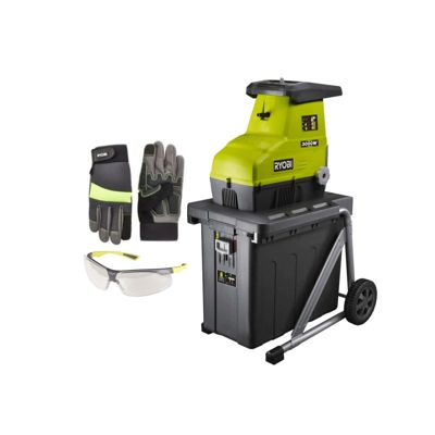 Broyeur de végétaux électrique RYOBI - 3000W - Gants renforcés Taille XL - Lunettes de protection