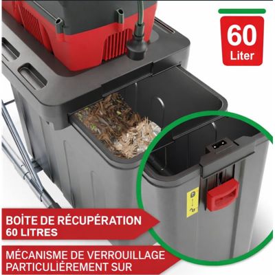 Broyeur de vegetaux electrique RS2844  2800 W Bac collecteur 60 L