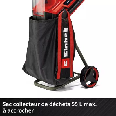 Broyeur de végétaux sans fil sans batterie 18 V, branche maxi 25 mm, bruit 100 dB(A), collecte 55 L, Einhell Redaxxo 36/25