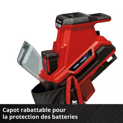 Broyeur de végétaux sans fil sans batterie 18 V, branche maxi 25 mm, bruit 100 dB(A), collecte 55 L, Einhell Redaxxo 36/25