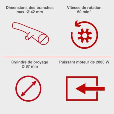 Broyeur silencieux 2en1 GS70 Scheppach  - 2800W - bac de ramassage 56L - diamètre max des branches 42 mm - cylindre broyage 87 mm