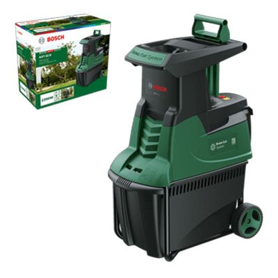 Broyeur silencieux AXT 22 D - broyeur de végétaux électrique 2 200 W, rotor porte-couteaux, bac 53 L