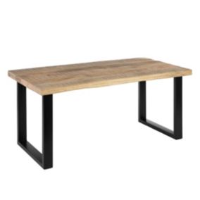 BRUCKE - Table Repas L.160cm Métal Noir et Bois Massif