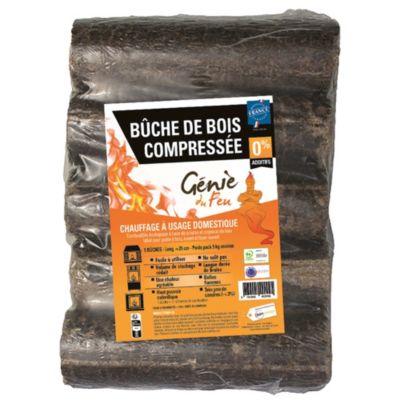 Bûche compressée longue durée Génie vendue par 5 pièces