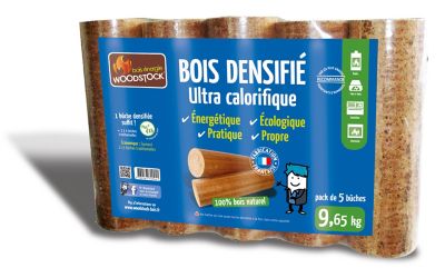 Bûches bois densifié - palette de 100 paquets de 5 bûches - Atout