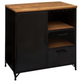 Buffet 1 Porte & 2 Tiroirs "Cierna" 85cm Noir