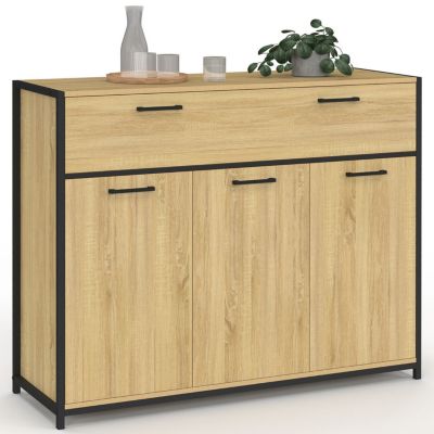 Buffet 100 cm DETROIT 3 portes et 1 tiroir design industriel