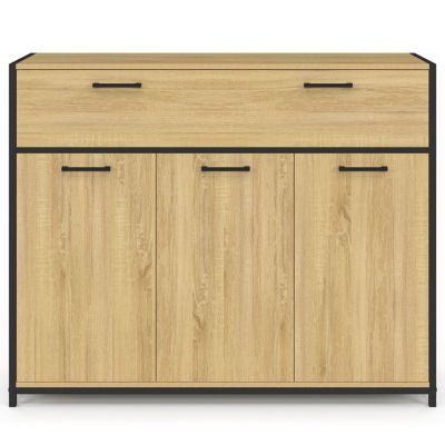 Buffet 100 cm DETROIT 3 portes et 1 tiroir design industriel