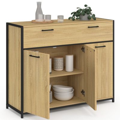 Buffet 100 cm DETROIT 3 portes et 1 tiroir design industriel
