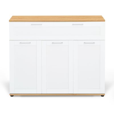 Buffet 100 cm VITO 3 portes et 1 tiroir blanc et plateau bois