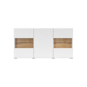 Buffet 120cm collection EVA 3 portes. Couleur blanc et chêne.