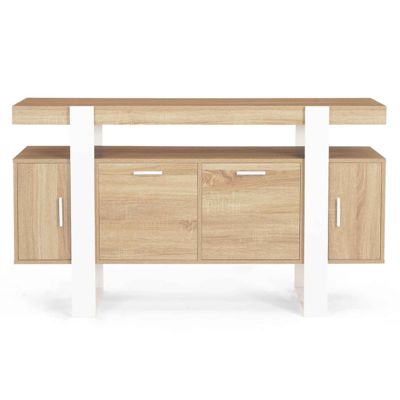 Buffet 140 cm PHOENIX 4 portes bois et blanc