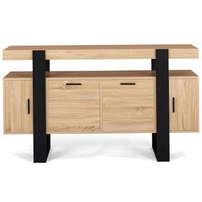 Buffet 140 cm PHOENIX 4 portes bois et noir