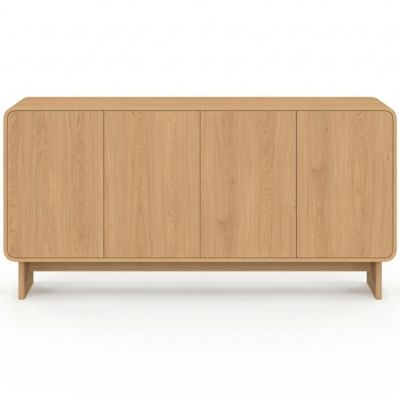 Buffet 160 cm CAPUCINE XXL 4 portes façon hêtre design arrondi