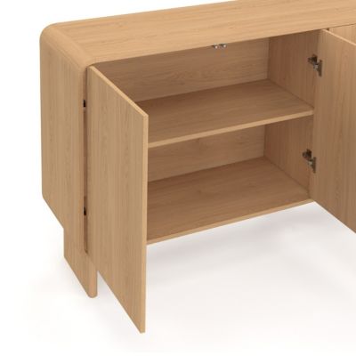 Buffet 160 cm CAPUCINE XXL 4 portes façon hêtre design arrondi