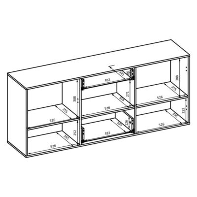 Buffet 165cm collection KOBEE 3 portes et 2 tiroirs. Couleur chene foncé et noir.