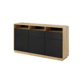 Buffet 180cm collection VILLA. Couleur chêne et noir. LED intégrées