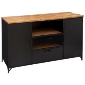 Buffet 2 Portes & 2 Niveaux "Cierna" 140cm Noir