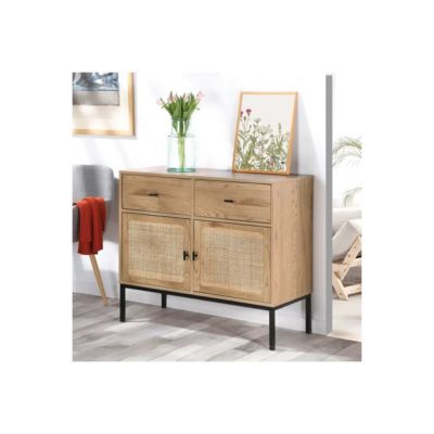 Buffet 2 Portes 2 Tiroirs avec Cannage Rotin L90cm - JAYA