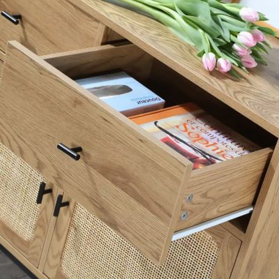 Buffet 2 Portes 2 Tiroirs avec Cannage Rotin L90cm - JAYA