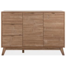 Buffet 2 portes 3 tiroirs effet bambou 120 cm - Romi